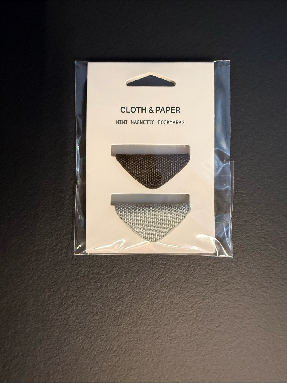 Cloth & Paper Mini Magnetic Bookmarks — Brown & Silver Set
